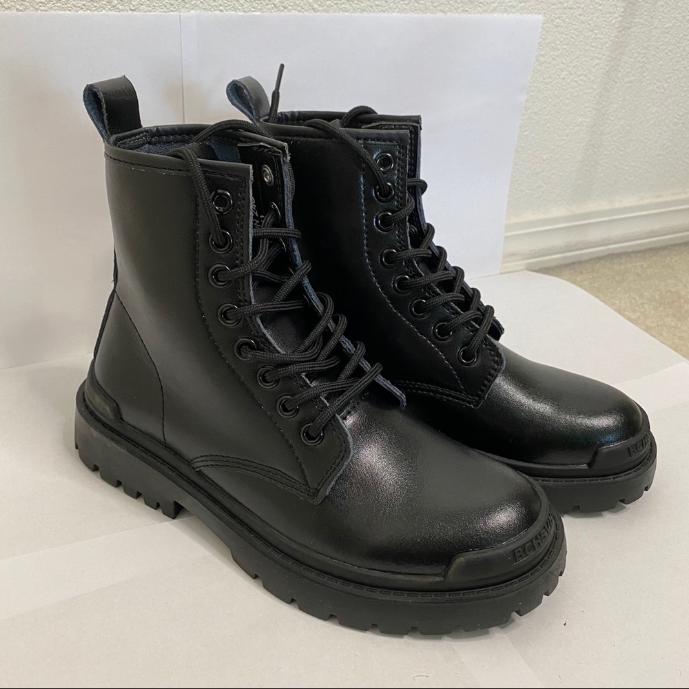 Black Faux Leather Platform Boots